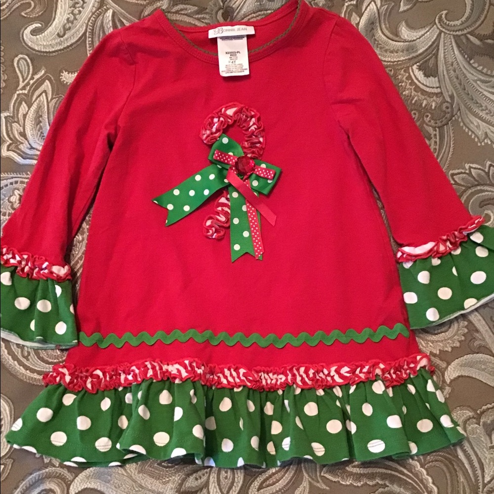 Bonnie Jean Christmas Dress 4T Ruffle